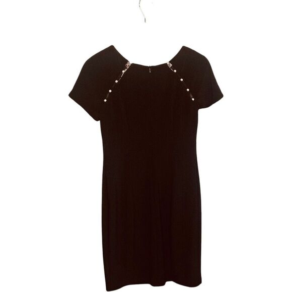 Joseph Ribkoff Pearl Shoulder Sheath Knee-Length Dress - Picture 1 of 11